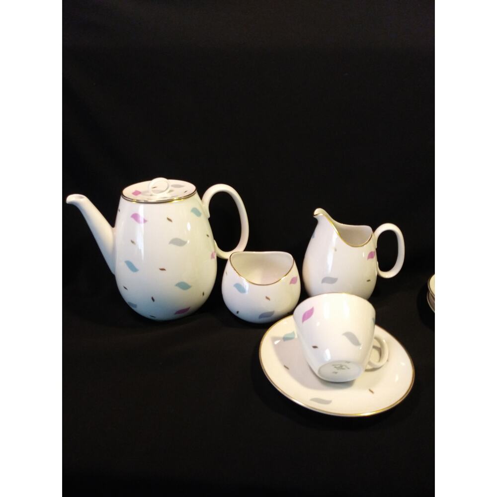 SALE 16Pc. Johann Haviland Coup Tea Set Pastel on White Gold Trim
